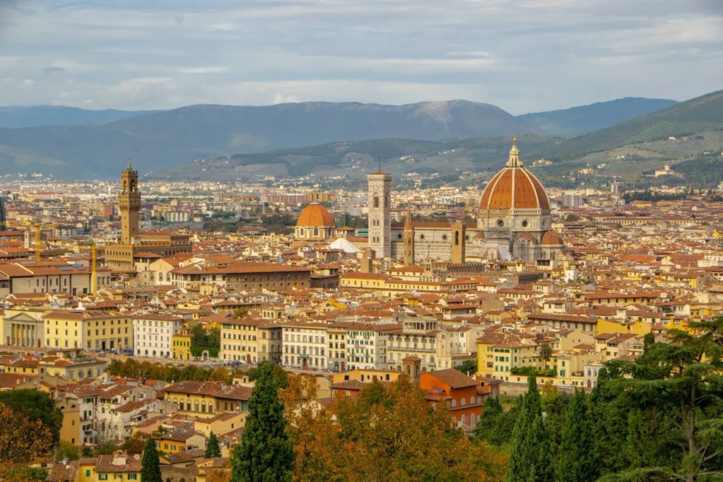 View of Duomo from Piazzale Michelangelo, one of the best views to seek out on a day trip to florence from rome italy